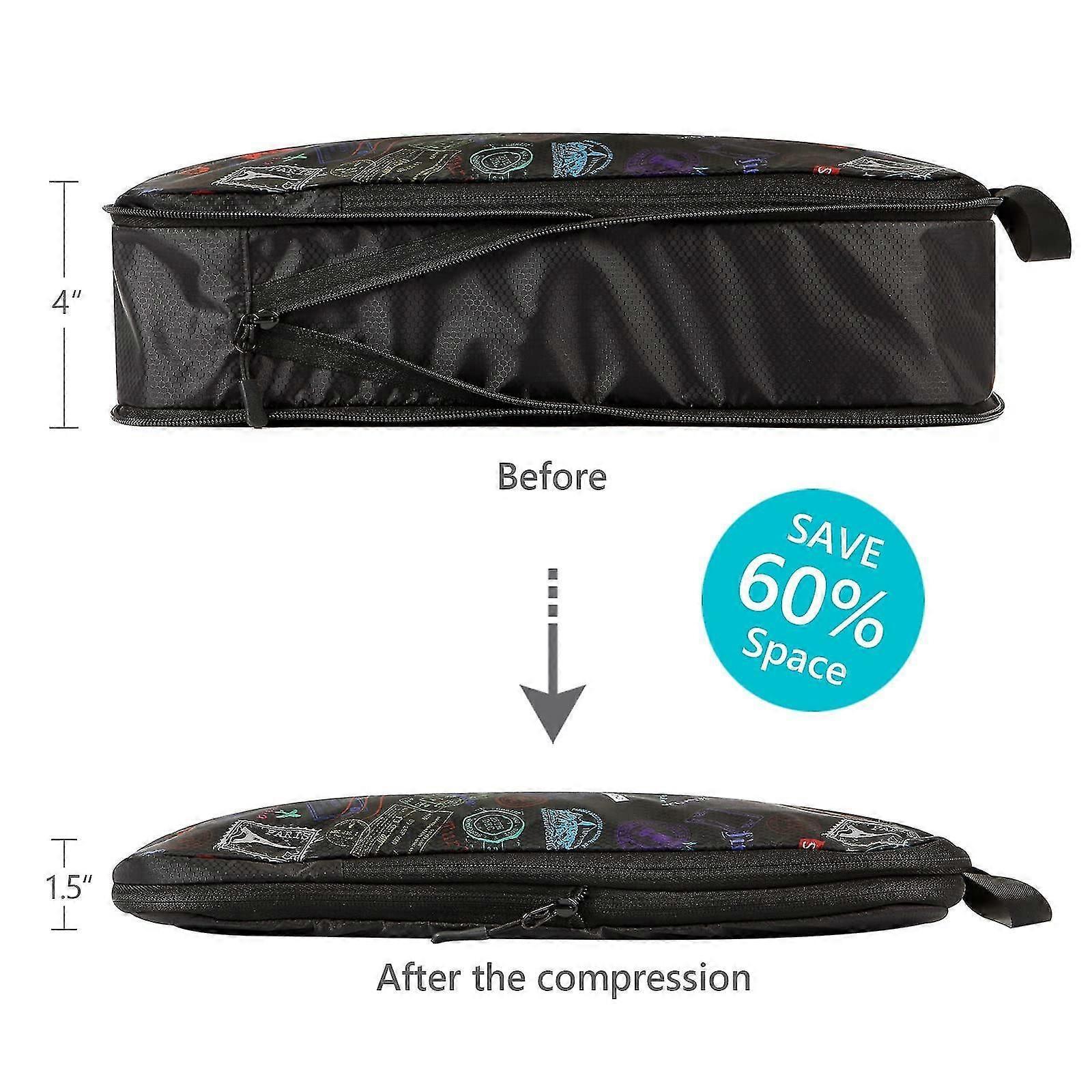 Compression Packing Cubes with Shoe Bag Foldable Luggage Storage Organizer - Image 5