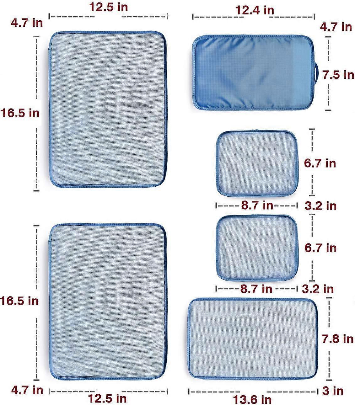 6pcs Packing Cubes with Shoe Bag Travel Organizer Set - Seablue - Image 2