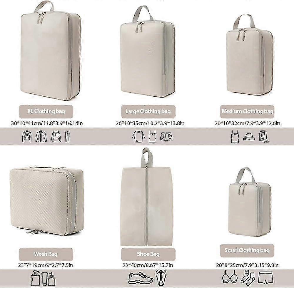 6pcs Packing Cubes Set Compression Bags & Organizers for Travel Suitcases - Image 2