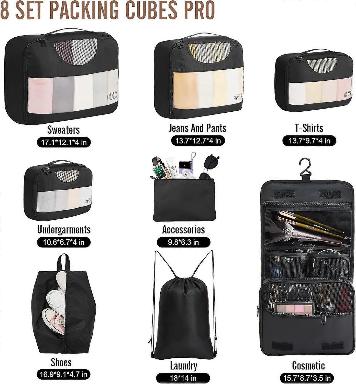 8pcs Travel Packing Cubes Set Suitcase Organizer for Travel Essentials - Image 2
