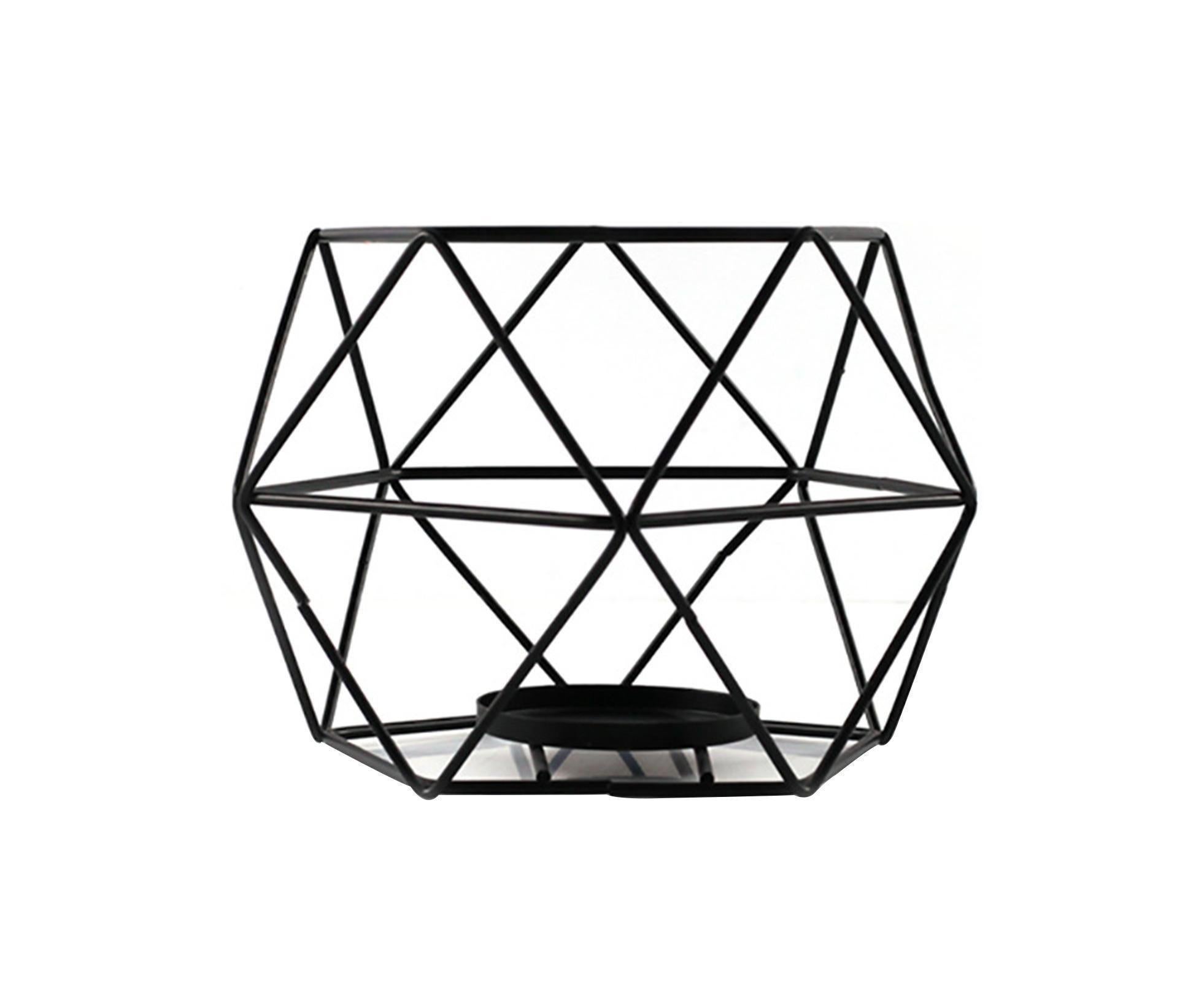 Nordic Style 3D Geometric Wrought Rack Candle Holder Candlestick Home Decoration-Black - Image 1