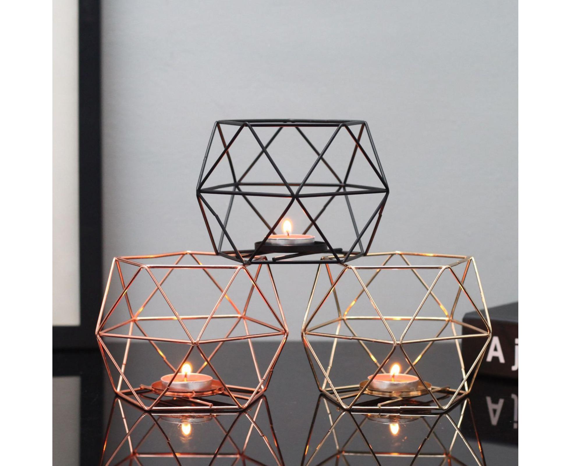 Nordic Style 3D Geometric Wrought Rack Candle Holder Candlestick Home Decoration-Black - Image 2