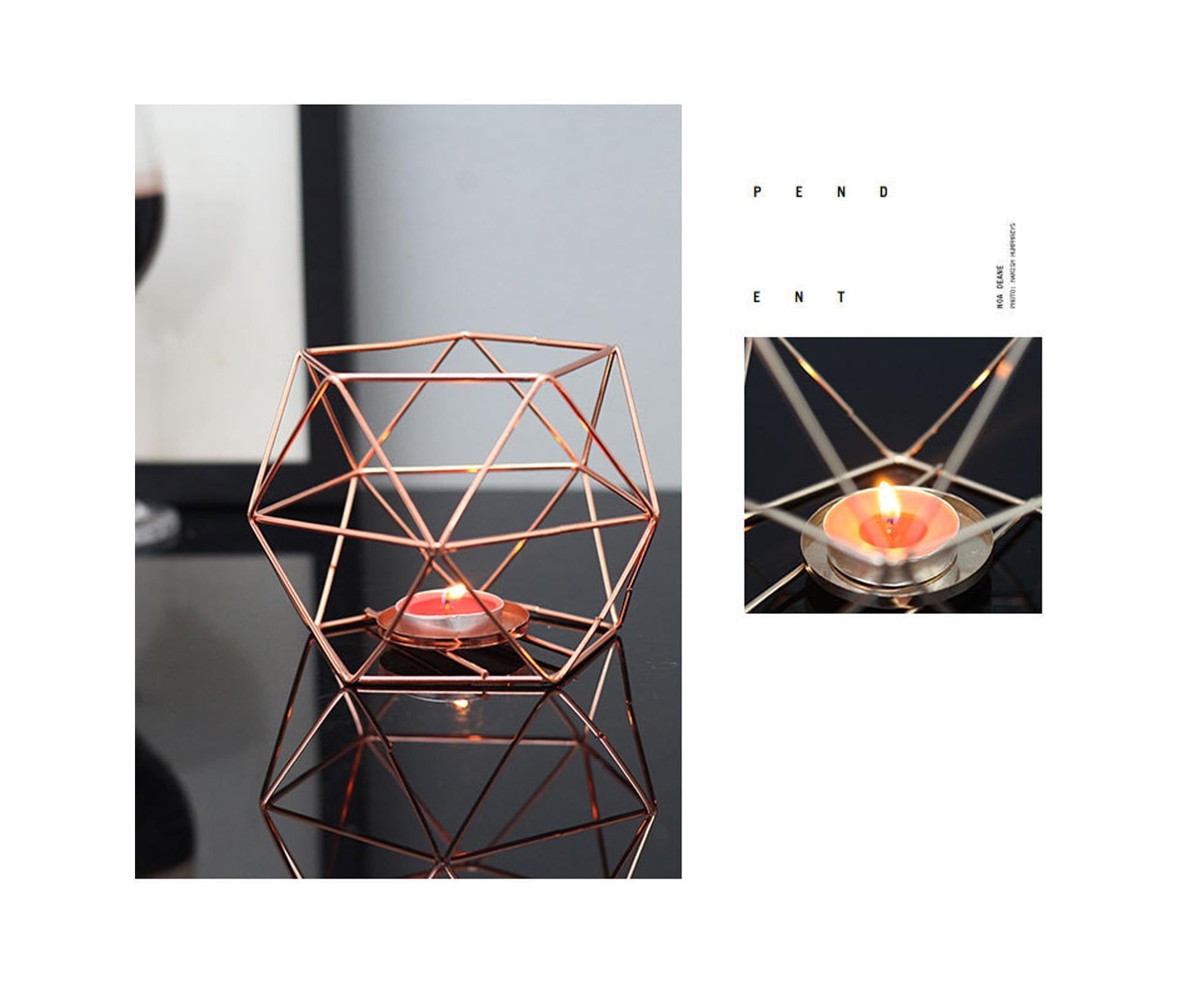 Nordic Style 3D Geometric Wrought Rack Candle Holder Candlestick Home Decoration-Black - Image 7