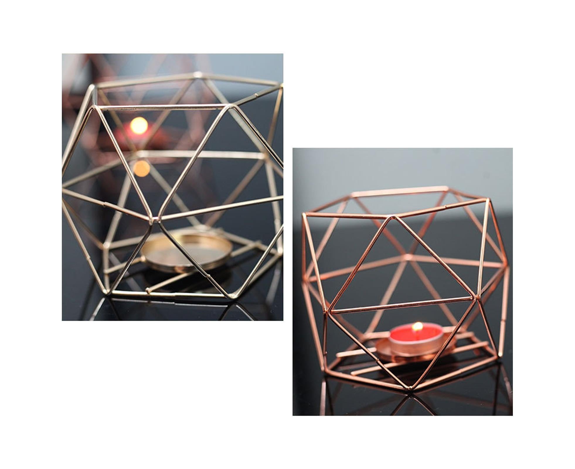 Nordic Style 3D Geometric Wrought Rack Candle Holder Candlestick Home Decoration-Black - Image 8