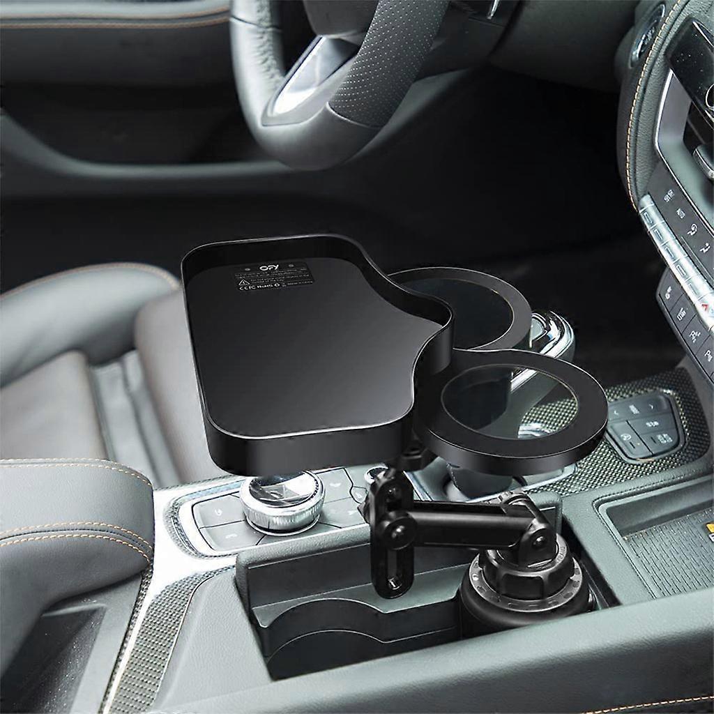 2-in-1 Multifunctional Car Cup Holder - Dual Drink Organizer Black Durable Plastic - Image 2