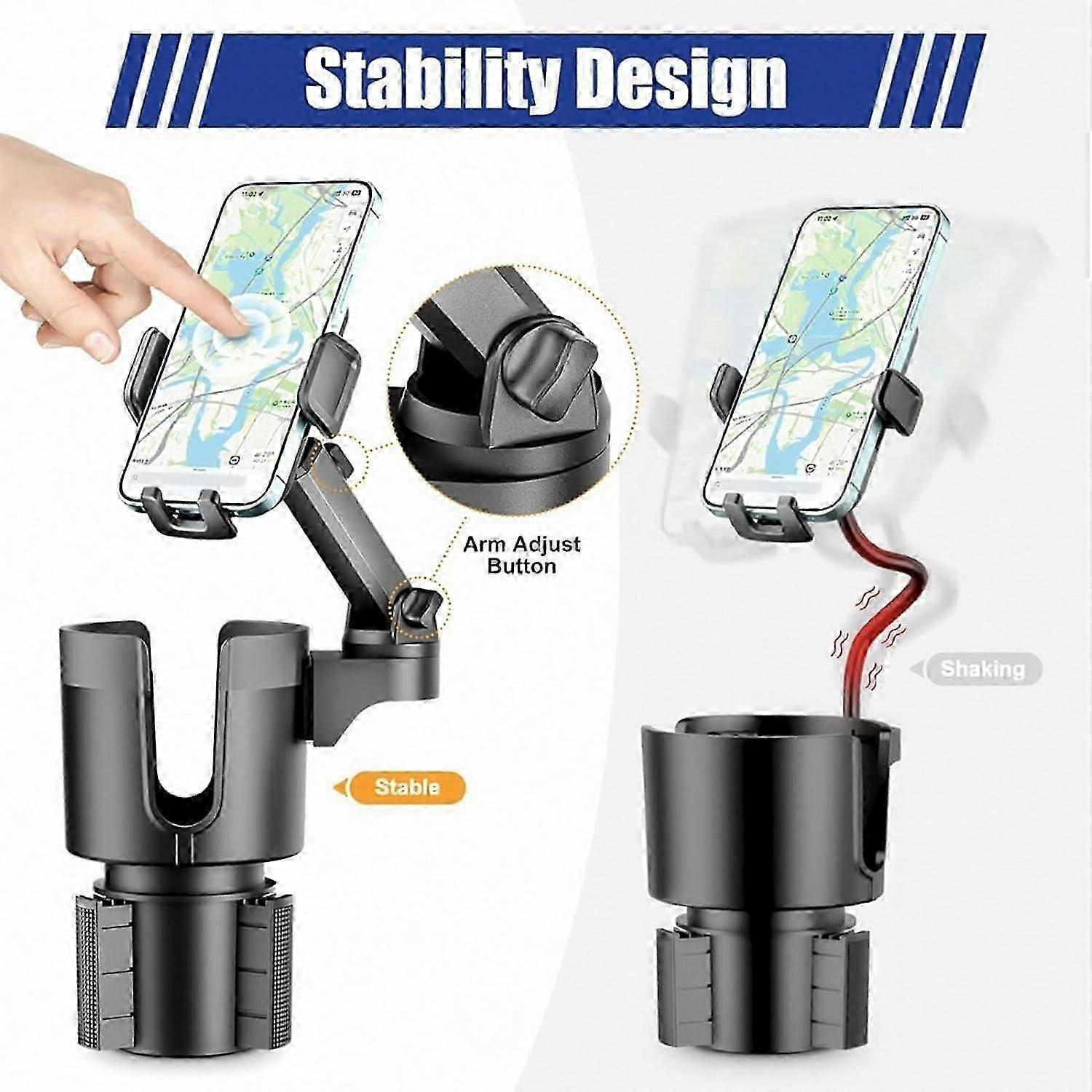 Car Cup Holder with Phone Mount - Adjustable Rotatable Expander for Cell Phone & Drink - Image 4