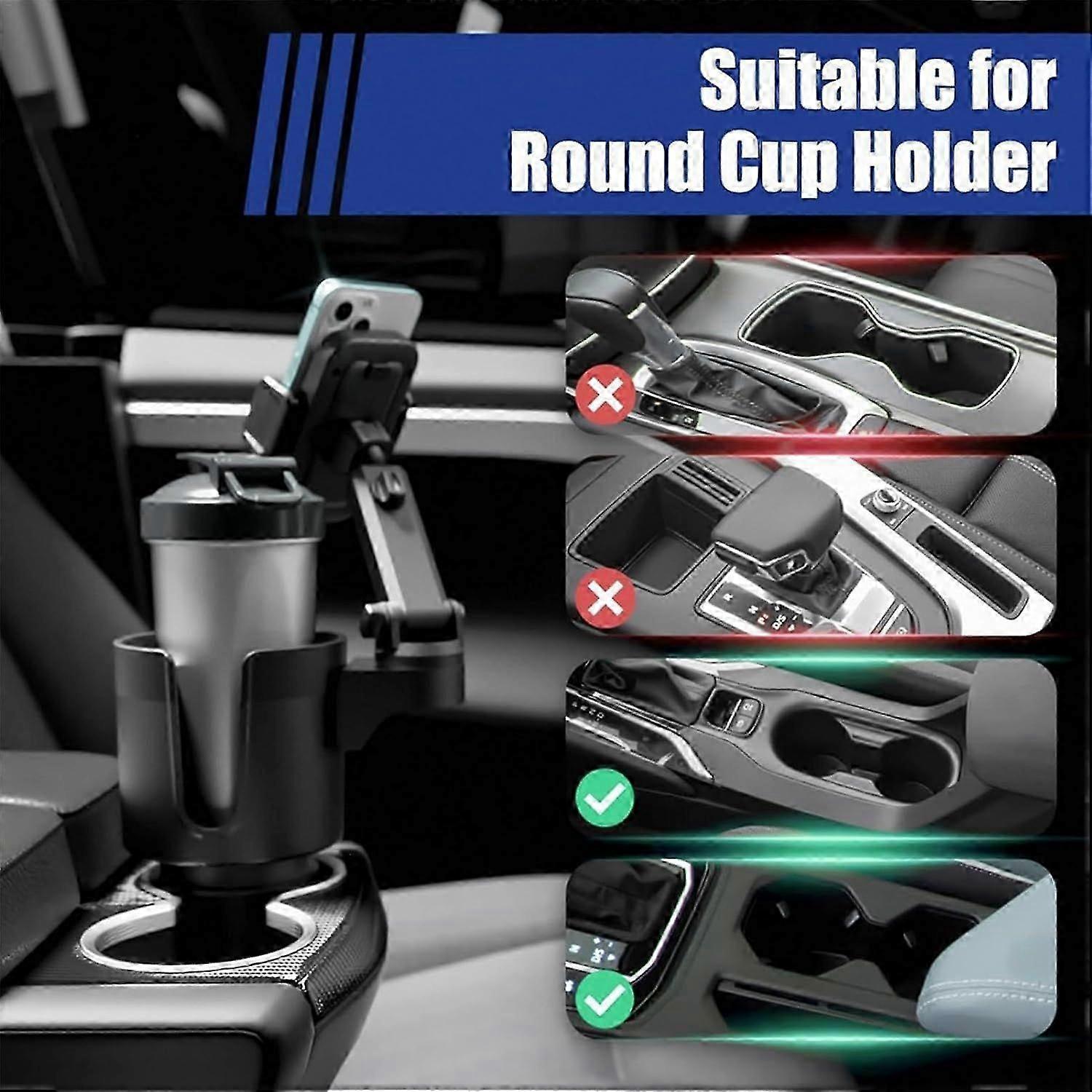 Car Cup Holder with Phone Mount - Adjustable Rotatable Expander for Cell Phone & Drink - Image 5