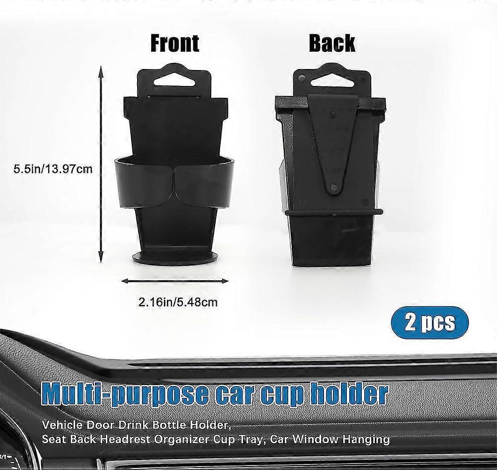 2pcs Car Cup Holders - Door & Window Mounted Drink Holder Set - Image 2