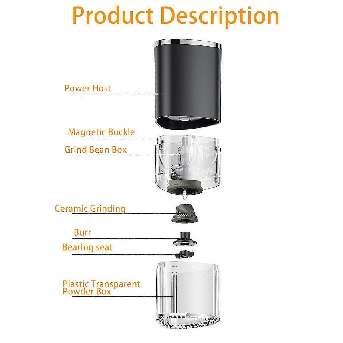 Electric Burr Coffee Grinder - Mini Cordless Coffee Bean Grinder for Home & Travel - Image 3