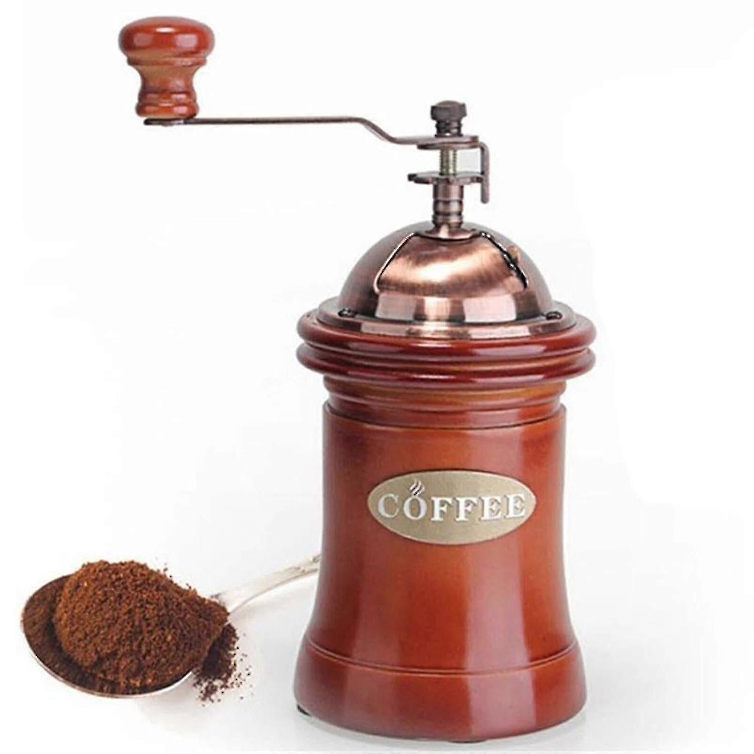 Manual Coffee Grinder - Retro Wooden Hand Burr Grinder with Drawer - Image 2