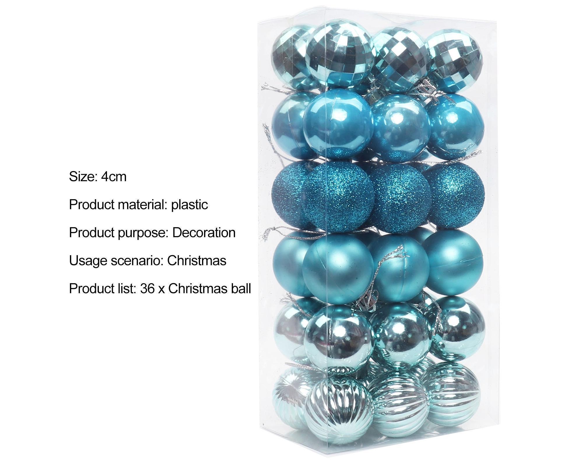 36Pcs 4cm Christmas Colorfast Unbreakable Ornament-Light Blue - Image 2