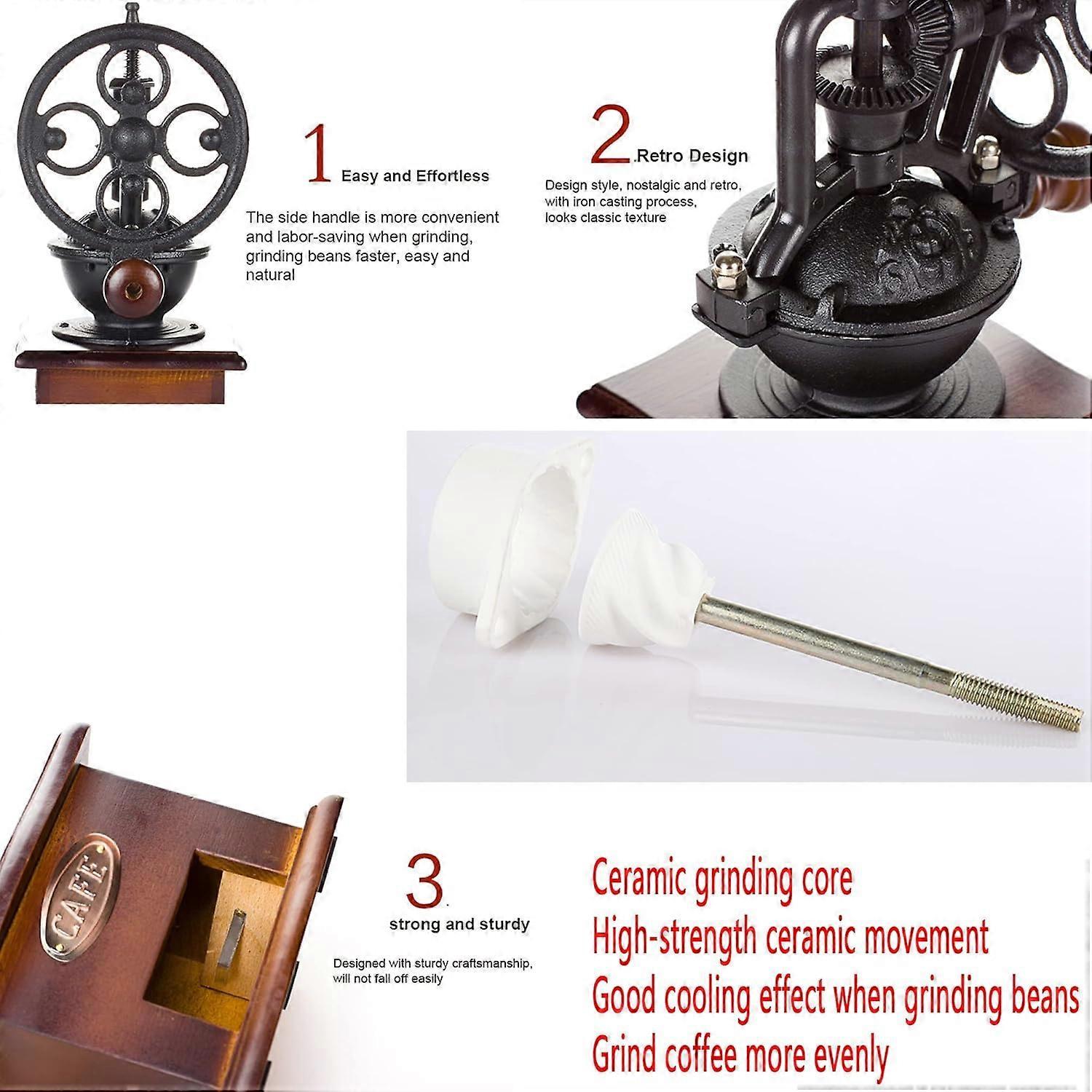 Vintage Hand Coffee Grinder - Manual Crank Flower Grinder with Classic Design - Image 3