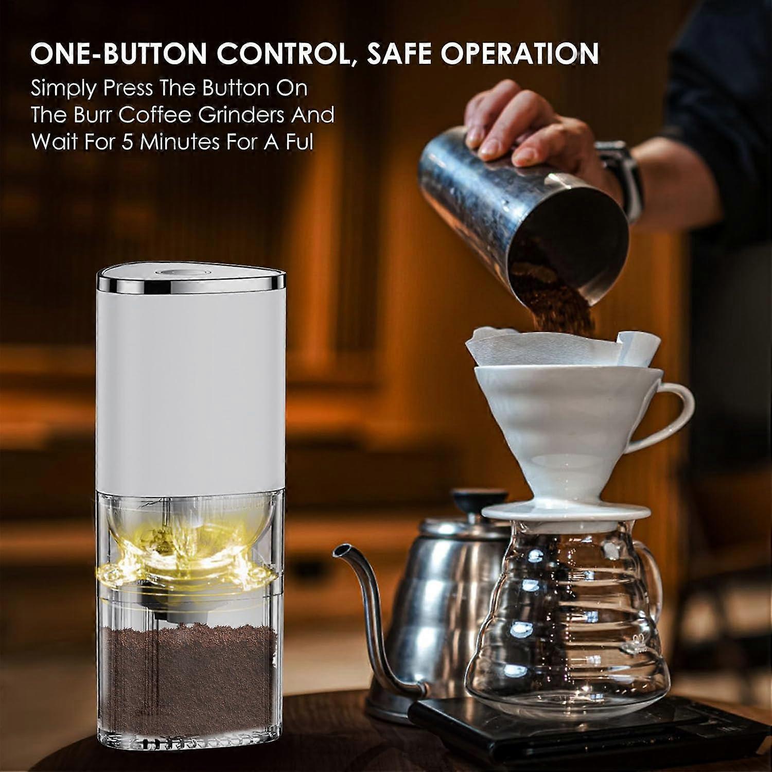 Electric Burr Coffee Grinder - Mini Automatic Bean Mill with LED Atmosphere Light - Image 2