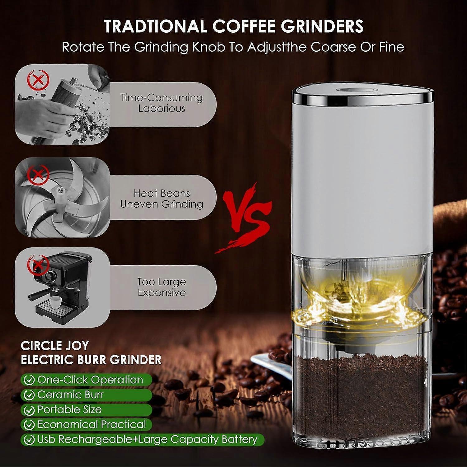 Electric Burr Coffee Grinder - Mini Automatic Bean Mill with LED Atmosphere Light - Image 3