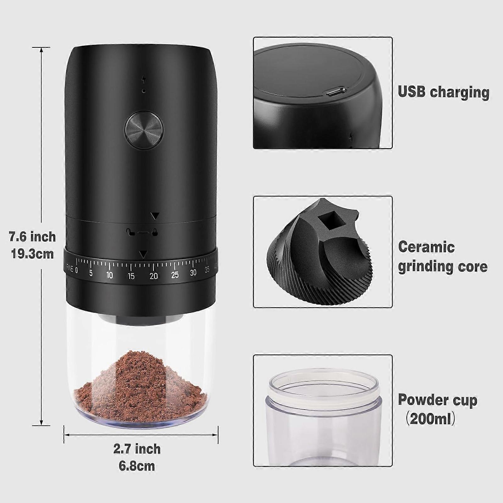 Electric Coffee Grinder - Rechargeable Coffee Mill, Compact Grinder for Office & Travel - Image 3