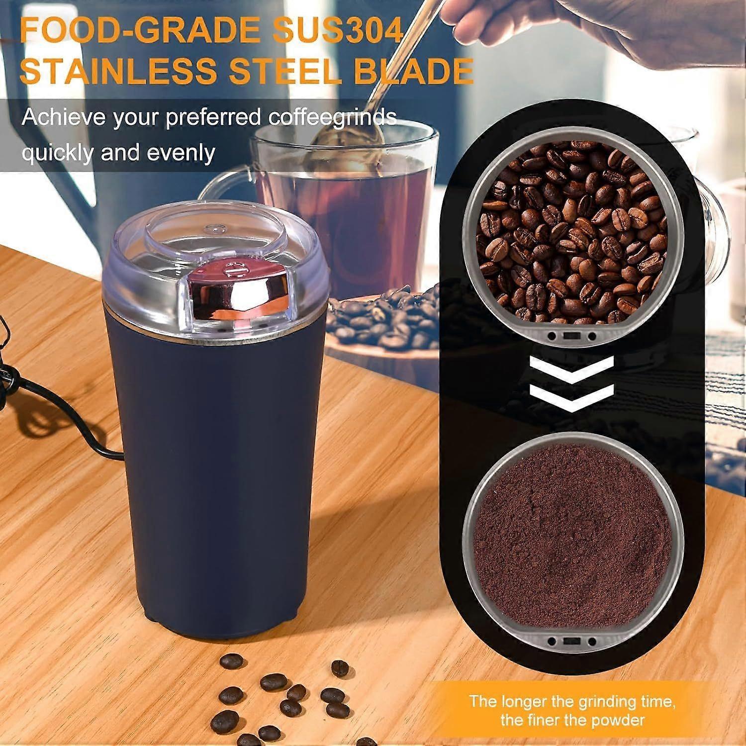 200W Electric Coffee Grinder - Stainless Steel Blades, Overheat Protection, Portable Mill - Image 2