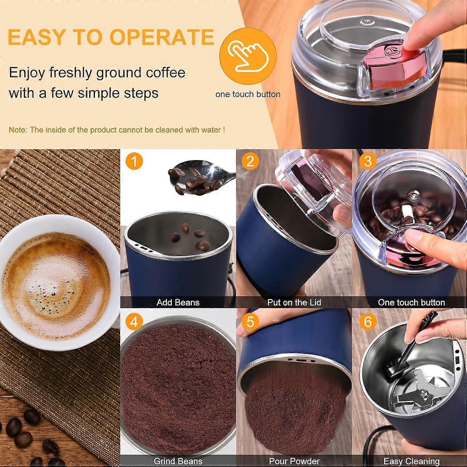 200W Electric Coffee Grinder - Stainless Steel Blades, Overheat Protection, Portable Mill - Image 3