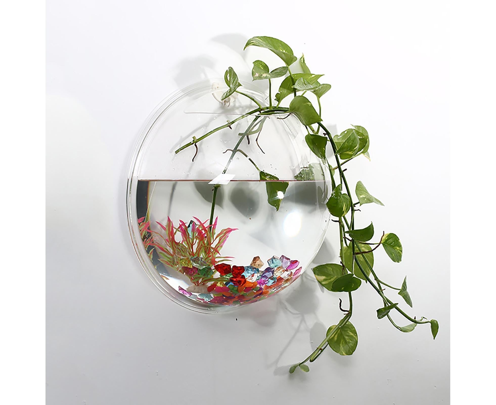 1 Set Fish Tank Decorative Wall Mounted Hanging Flower Vase-Transparent - Image 3