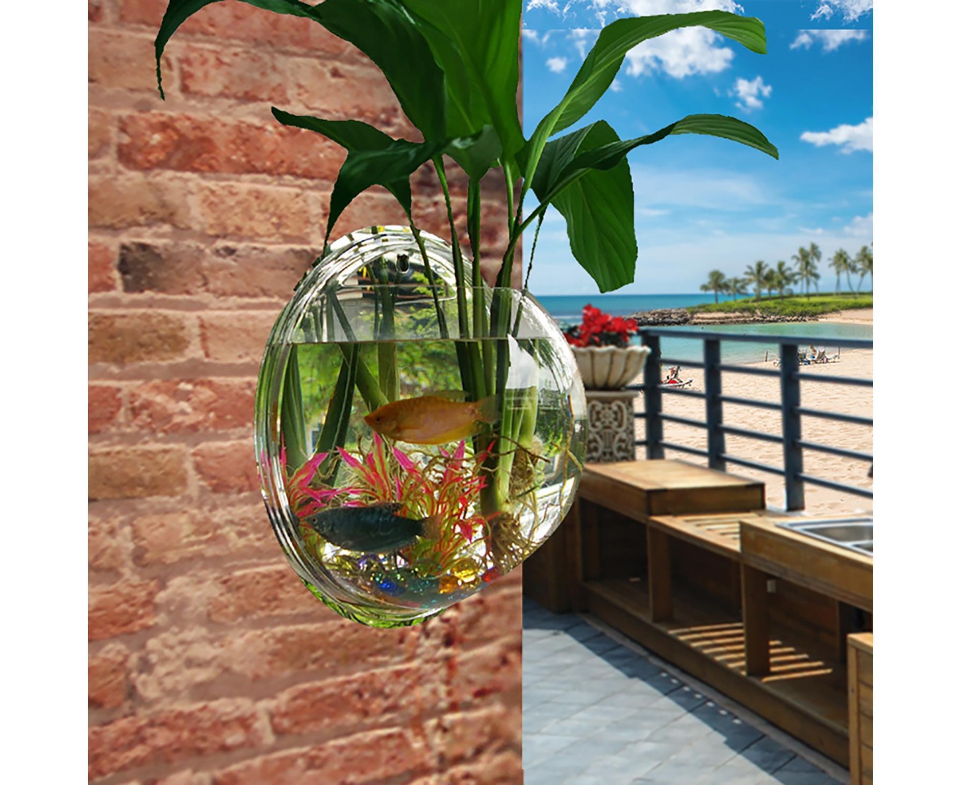 1 Set Fish Tank Decorative Wall Mounted Hanging Flower Vase-Transparent - Image 4