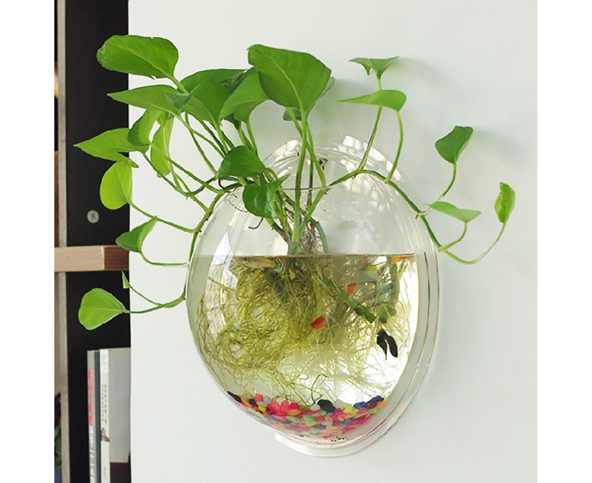 1 Set Fish Tank Decorative Wall Mounted Hanging Flower Vase-Transparent - Image 6