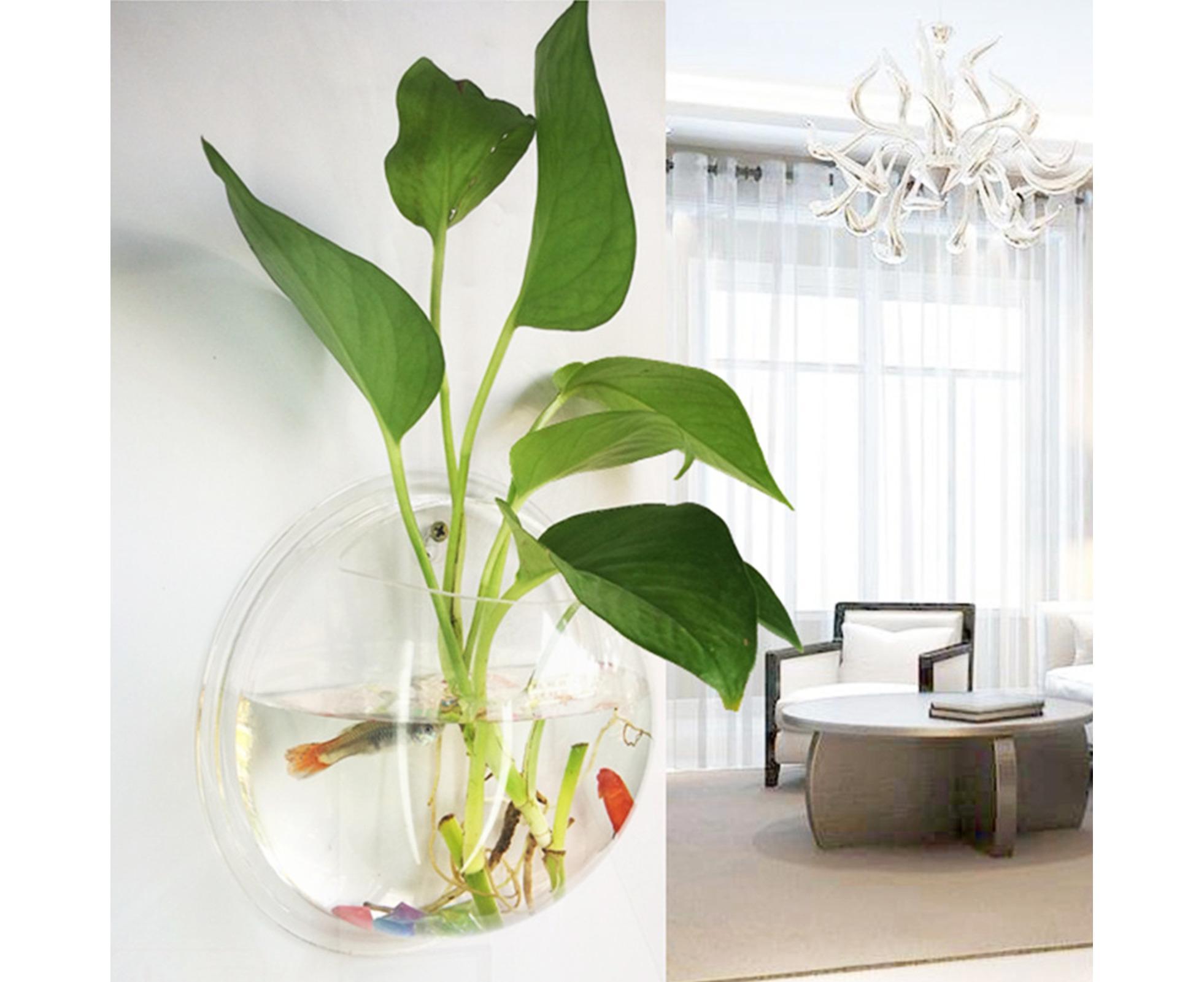 1 Set Fish Tank Decorative Wall Mounted Hanging Flower Vase-Transparent - Image 7