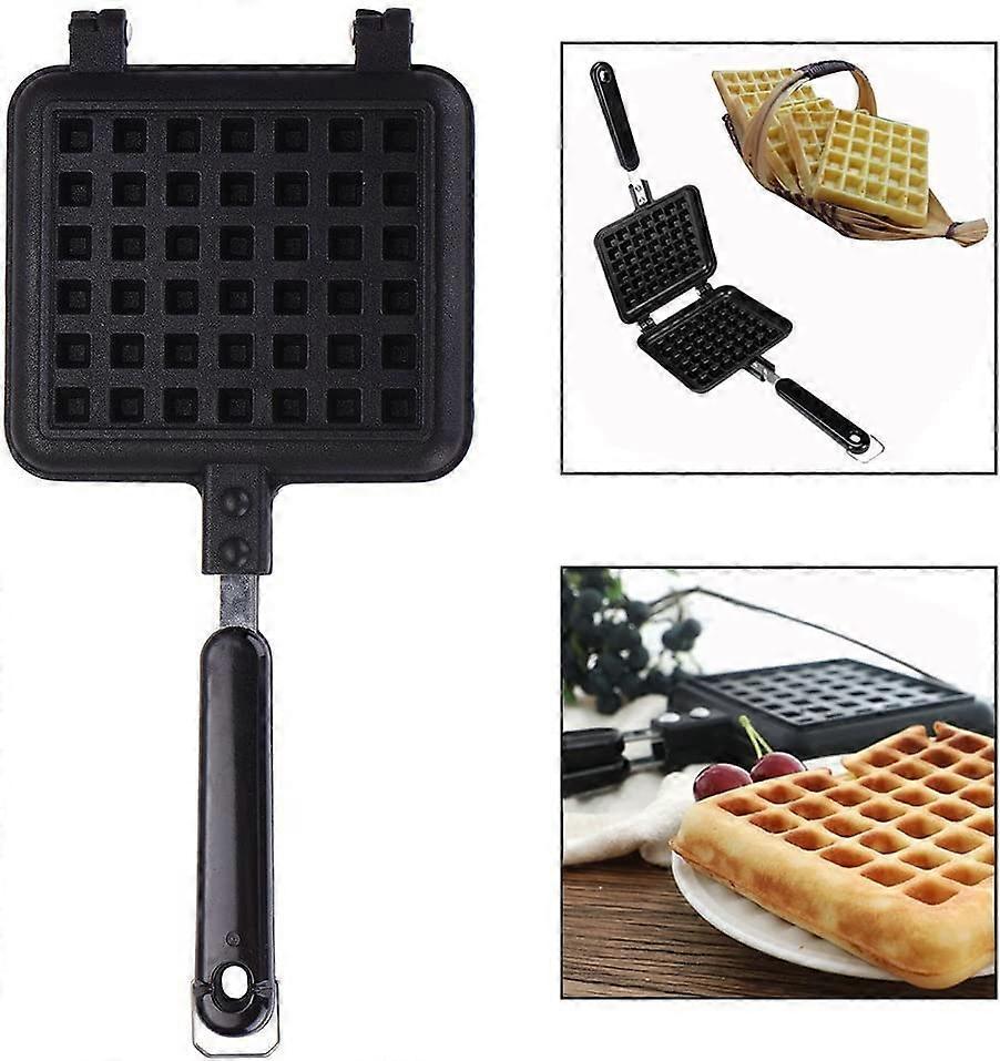 Manual Aluminum Waffle Maker - Handheld Waffle Cooker with Non-Stick Coating and Handle - Image 1