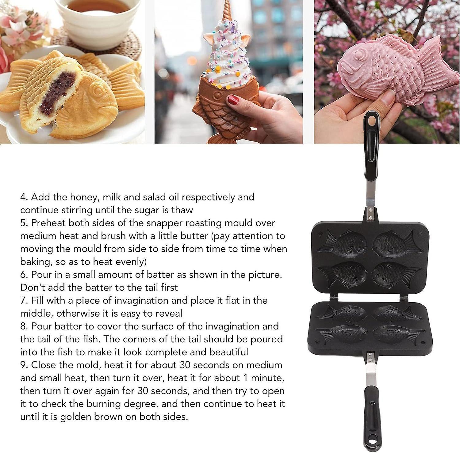 Taiyaki Fish Waffle Maker - Aluminum Nonstick Cake Waffle Pan for Japanese-Style Desserts - Image 2