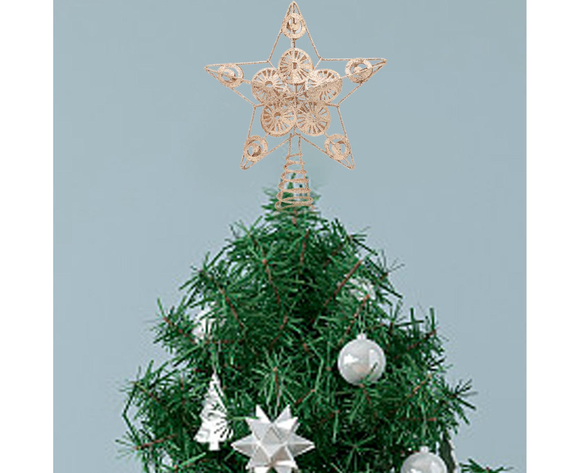 Xmas Tree Top Glitter Star-Rose Gold - Image 3