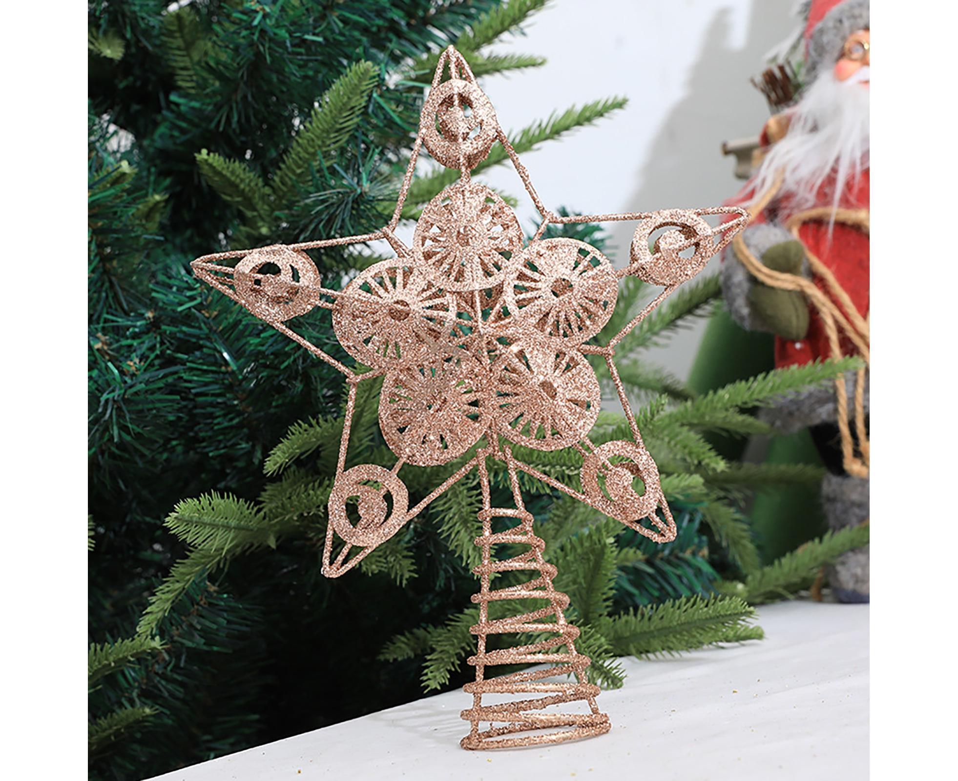 Xmas Tree Top Glitter Star-Rose Gold - Image 4
