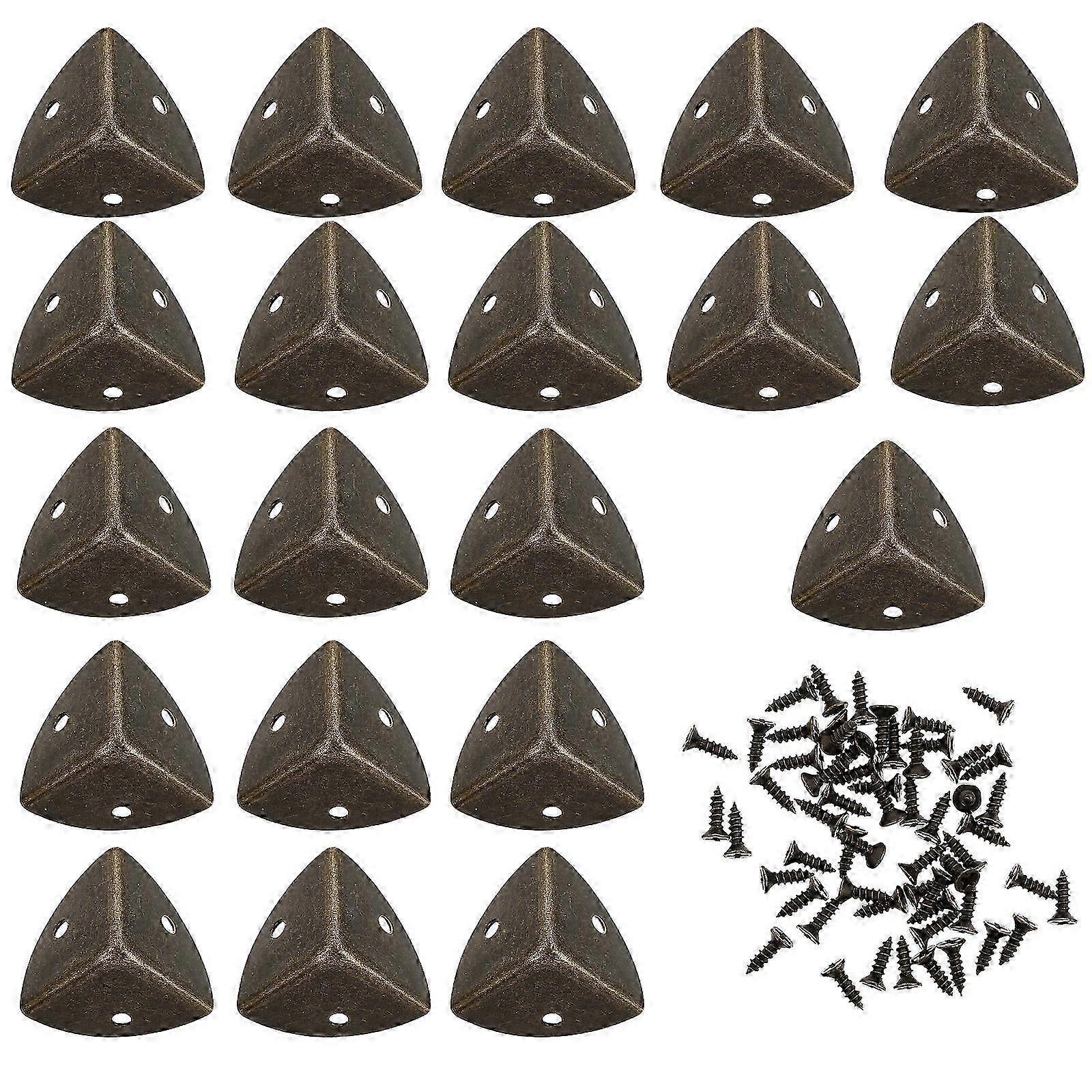 20pcs Antique Metal Furniture Corner Protectors - Triangle Alloy Desk & Box Corner Guards - Image 1