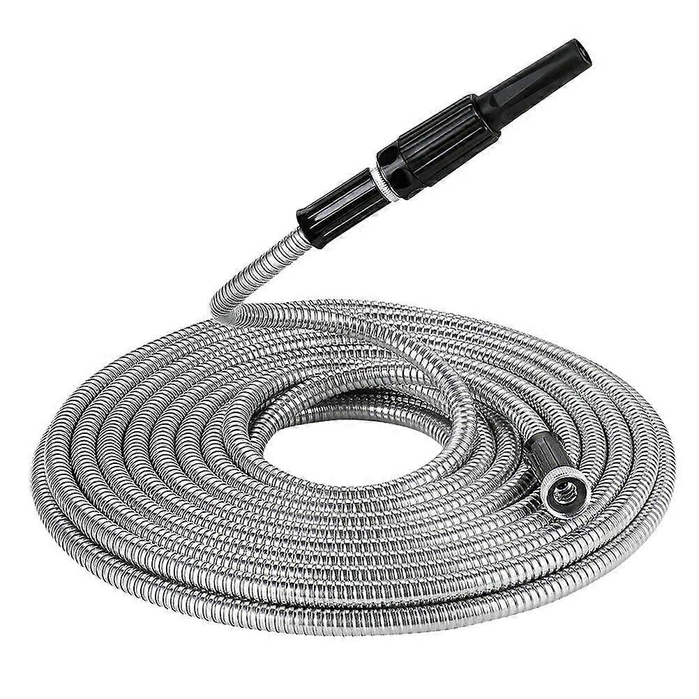 50ft Metal Garden Hose - Retractable Water Hose with Strong Outer Shell, Flexible Design - Image 1