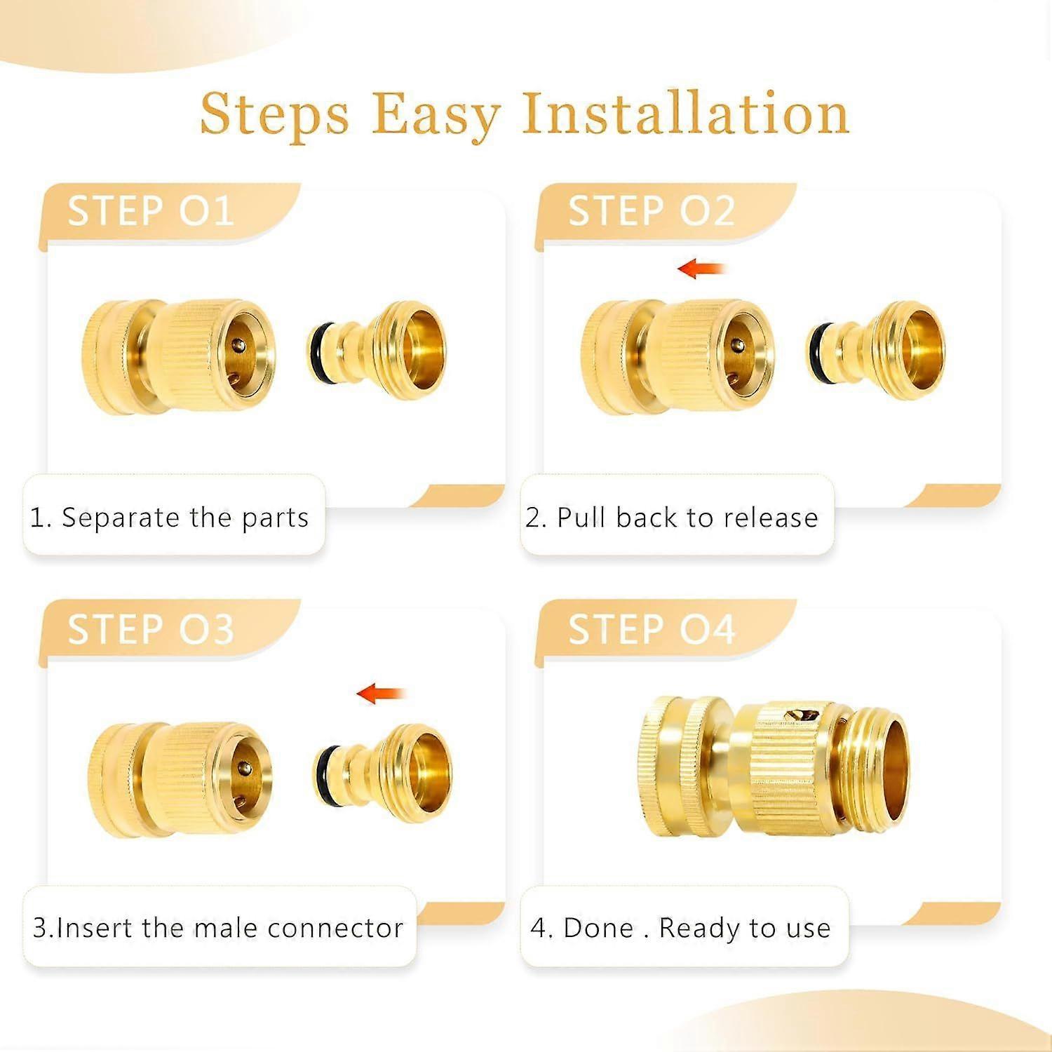 Solid Brass Garden Hose Quick Connect Fittings - Leak-Free Hose Connector Set - Image 2