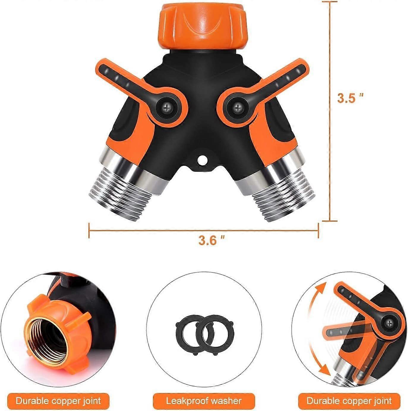 2-Way Garden Hose Splitter - Brass Hose Valve Splitter for Outdoor Watering System - Image 4