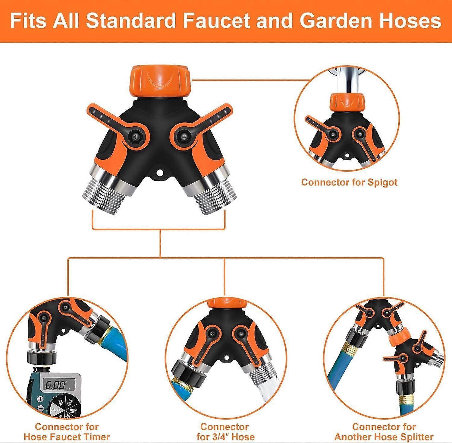 2-Way Garden Hose Splitter - Brass Hose Valve Splitter for Outdoor Watering System - Image 5