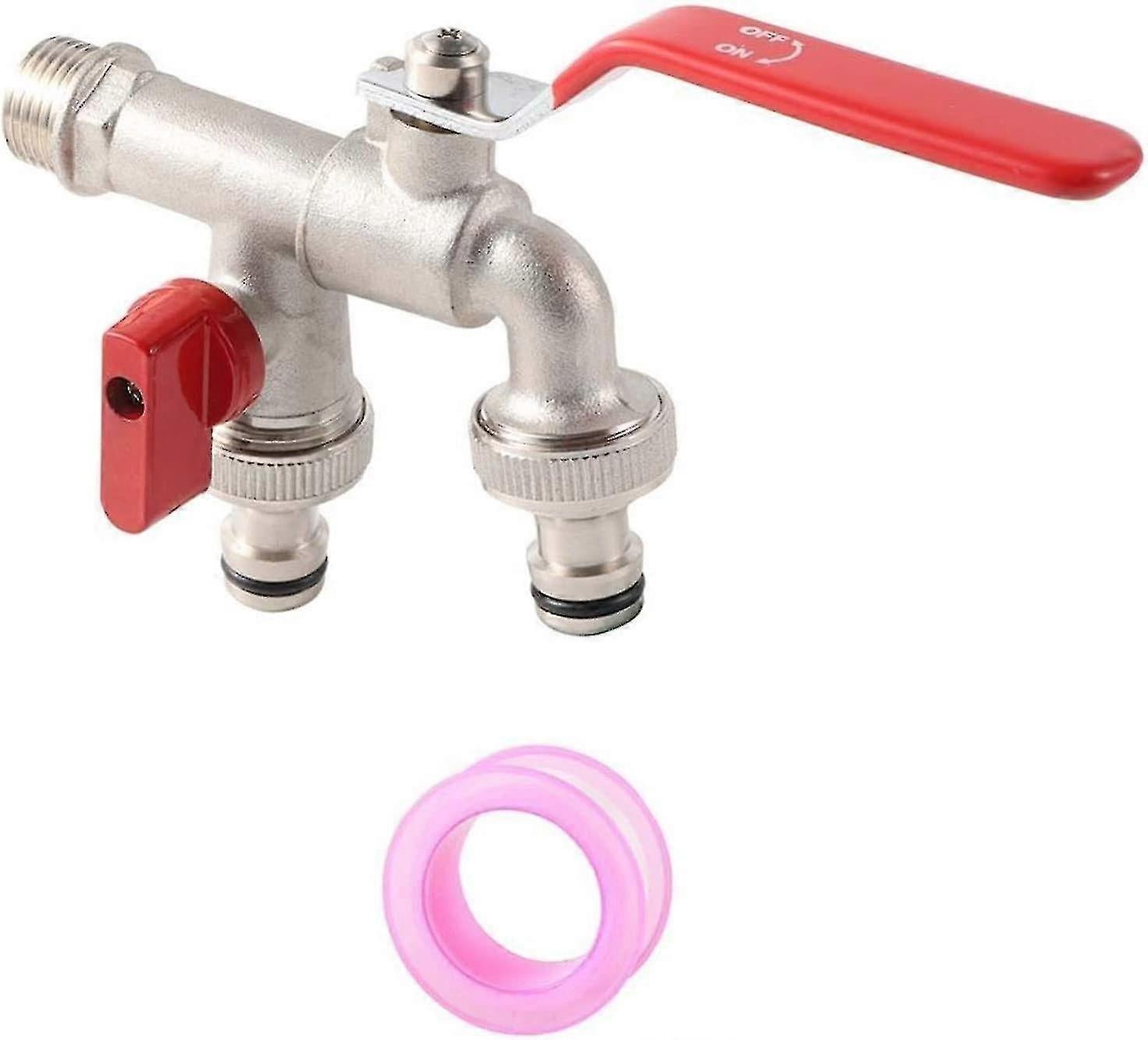 Garden Hose Faucet Adapter - Dual Outlet Tank Connector for Hose Attachment - Image 1