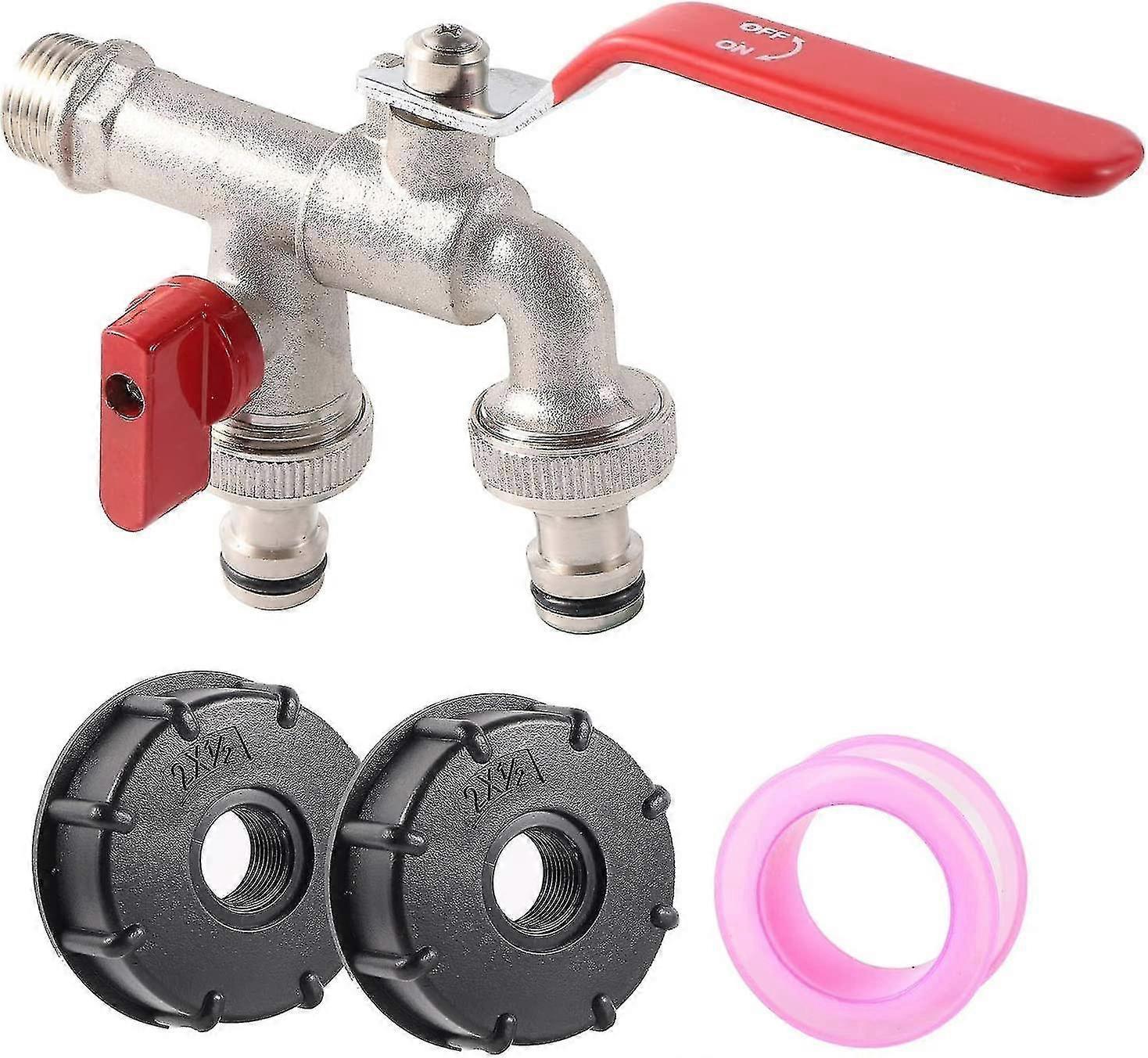 Garden Hose Faucet Adapter - Dual Outlet Tank Connector for Hose Attachment - Image 2