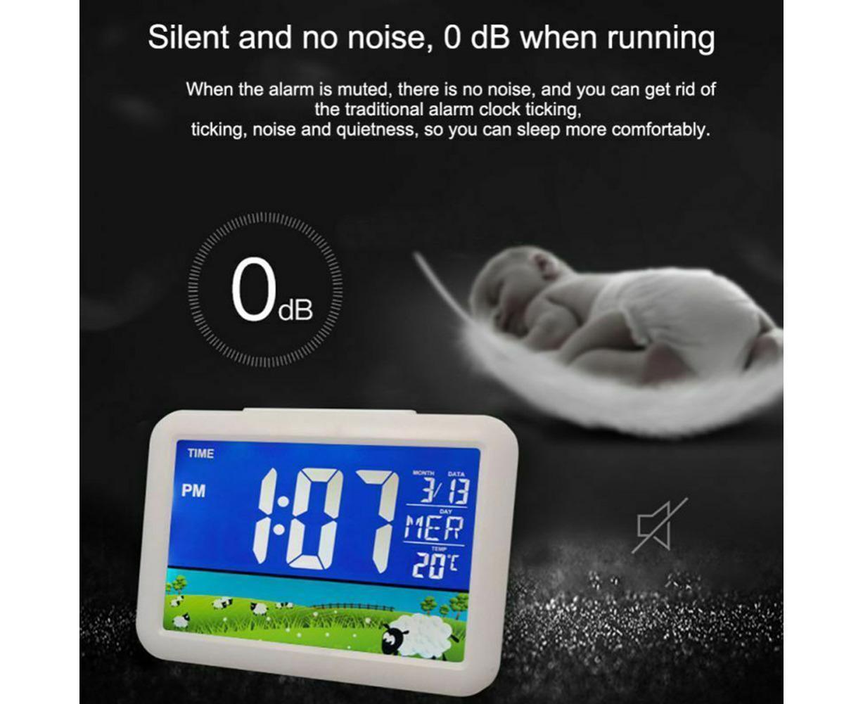 LCD Big Color Screen Home Office Temperature Display Monitor Digital Alarm Clock - Grassland Pattern - Image 3