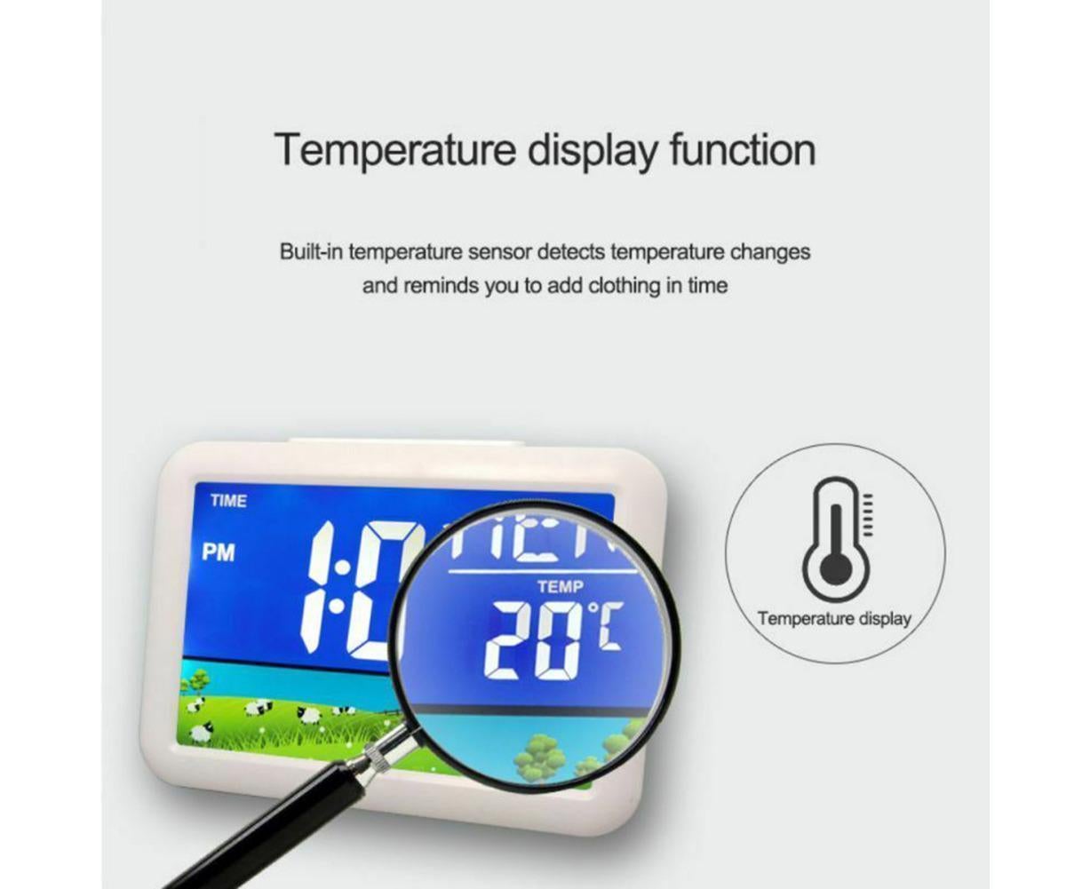 LCD Big Color Screen Home Office Temperature Display Monitor Digital Alarm Clock - Grassland Pattern - Image 5