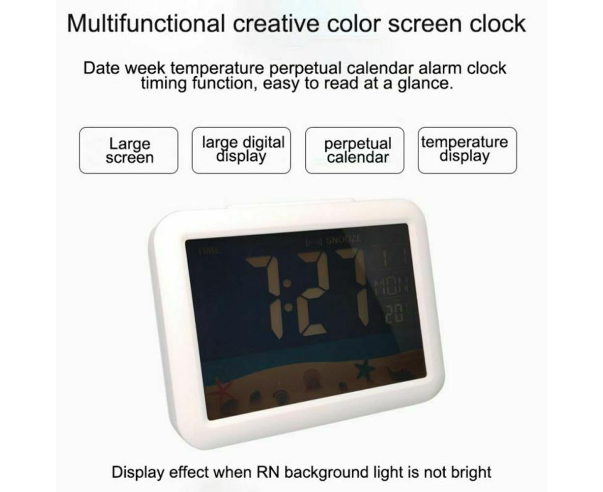 LCD Big Color Screen Home Office Temperature Display Monitor Digital Alarm Clock - Grassland Pattern - Image 7