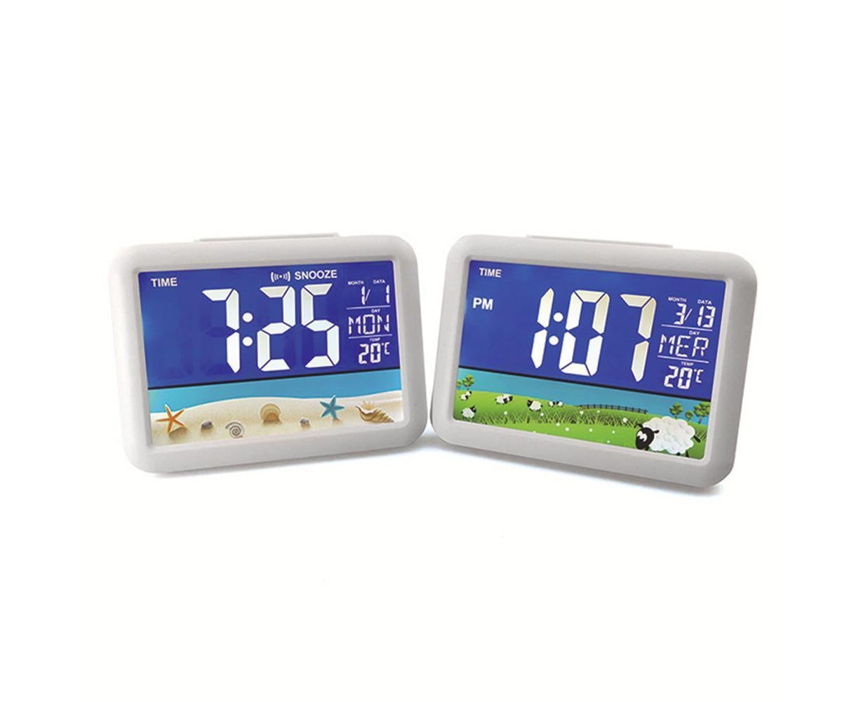 LCD Big Color Screen Home Office Temperature Display Monitor Digital Alarm Clock - Grassland Pattern - Image 8