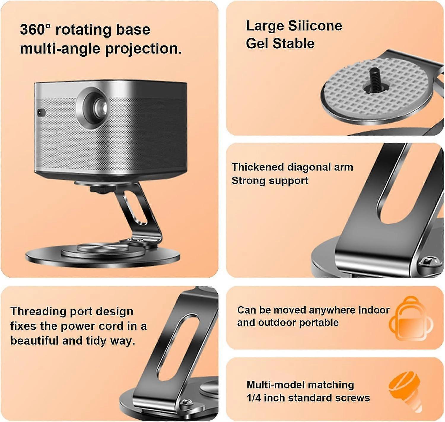 Projector Stand - Adjustable Desktop Projector Mount (Black) - Image 4