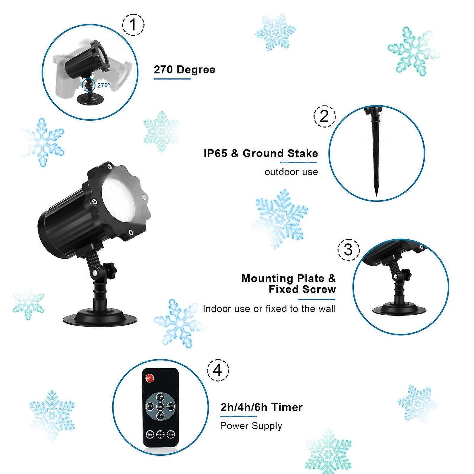 LED Snowflake Projector - Christmas Light Projector for Outdoor and Indoor Use - Image 2