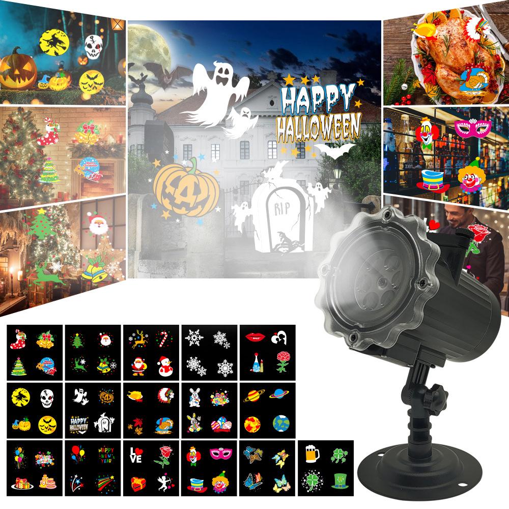 Christmas LED Projector Lamp, 16 Patterns Snowflake Outdoor Decorative Light - Image 1