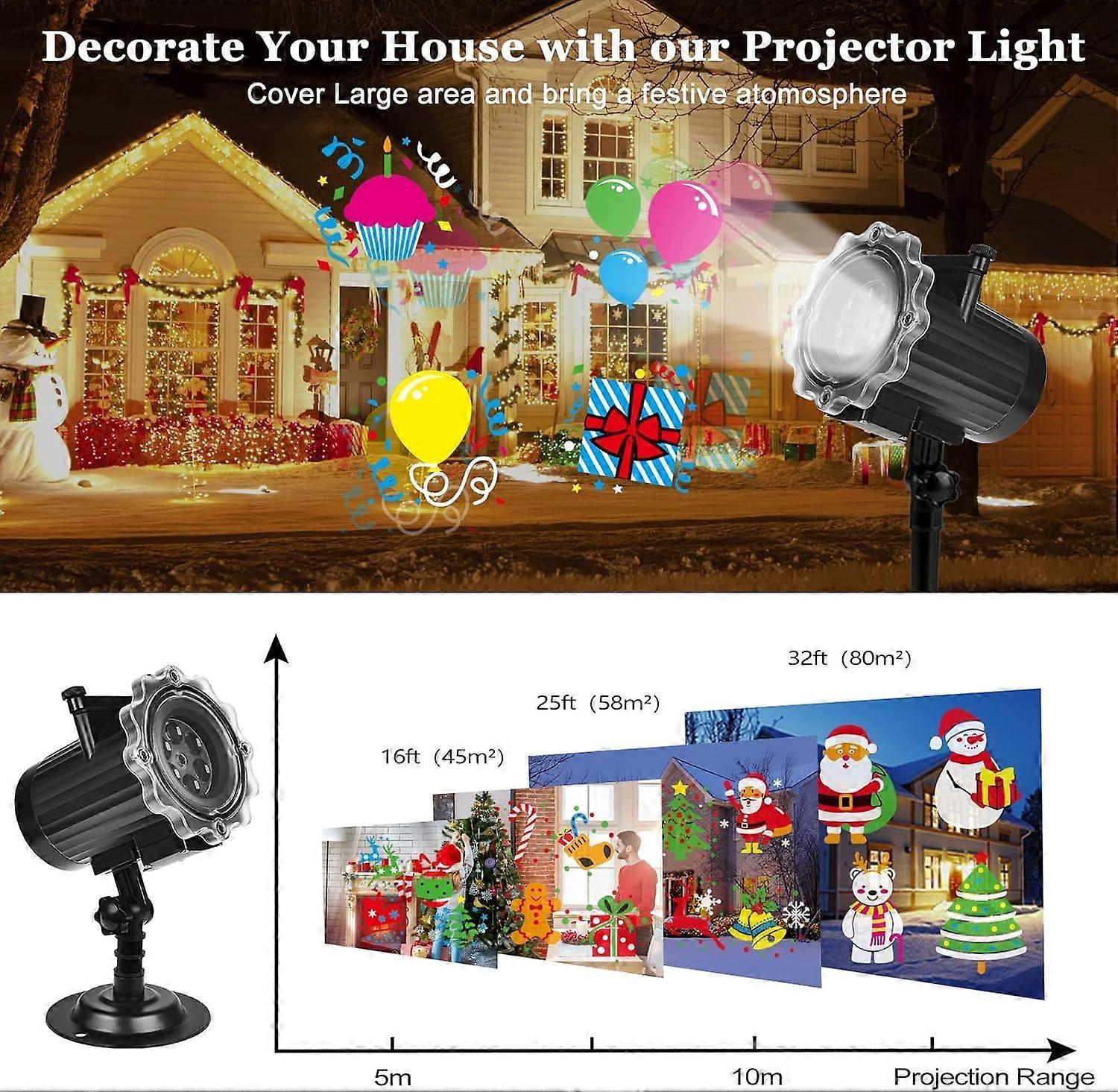 Christmas LED Projector Lamp, 16 Patterns Snowflake Outdoor Decorative Light - Image 4