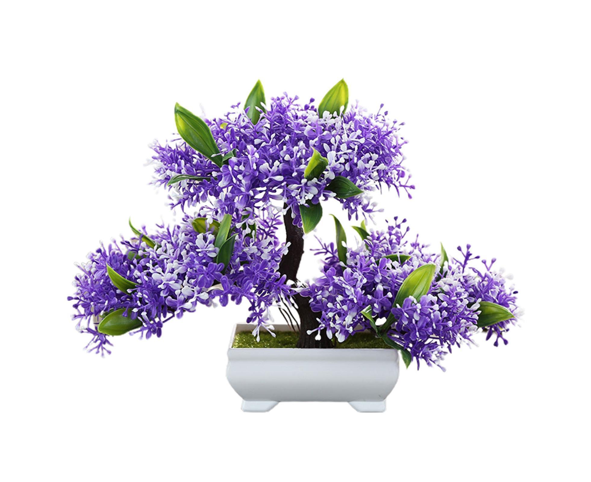 Artificial Plant Eye-catching Anti-fade Plastic Desktop Fake Potted Plants Ornaments for Home-Purple - Image 1