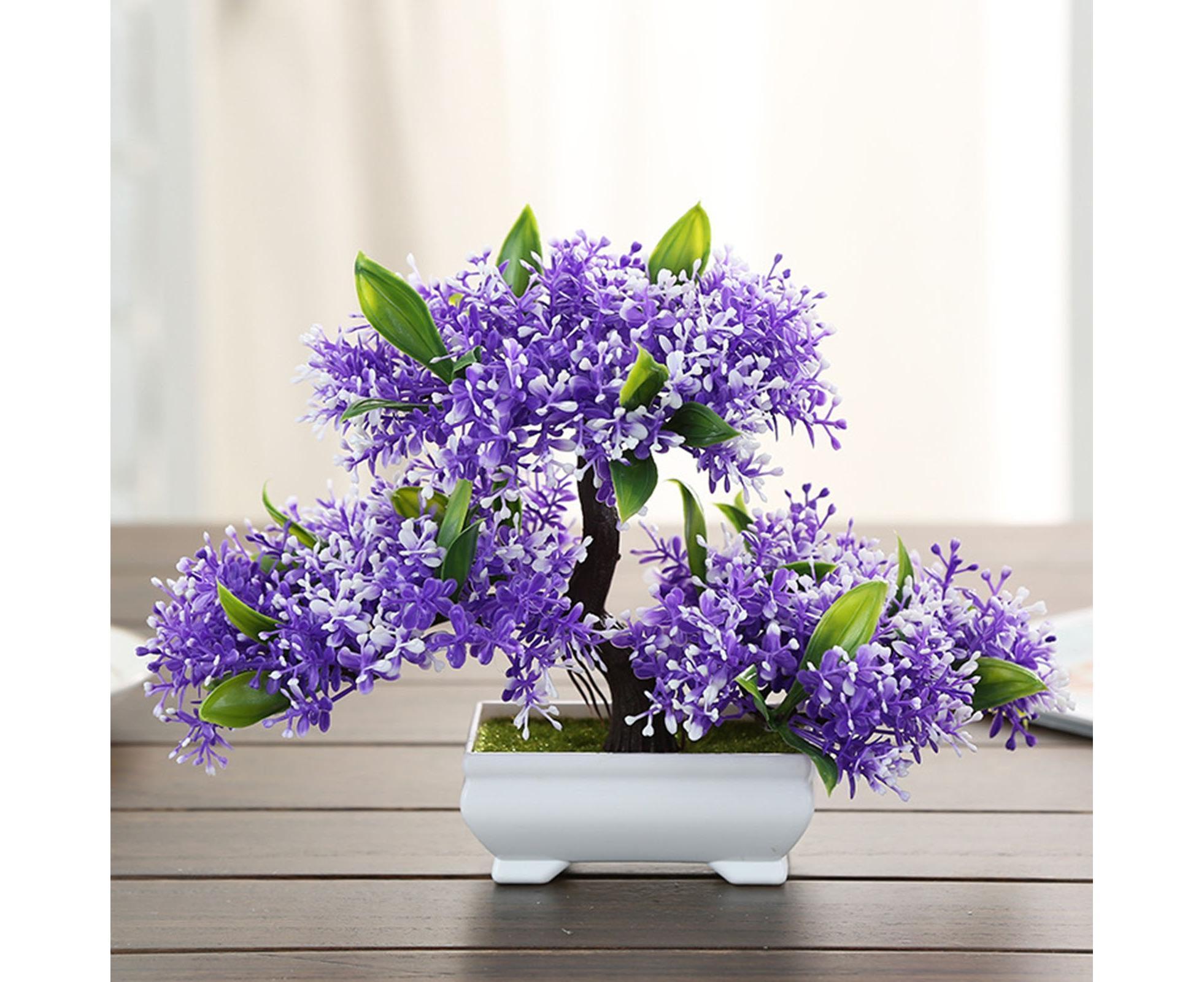 Artificial Plant Eye-catching Anti-fade Plastic Desktop Fake Potted Plants Ornaments for Home-Purple - Image 3