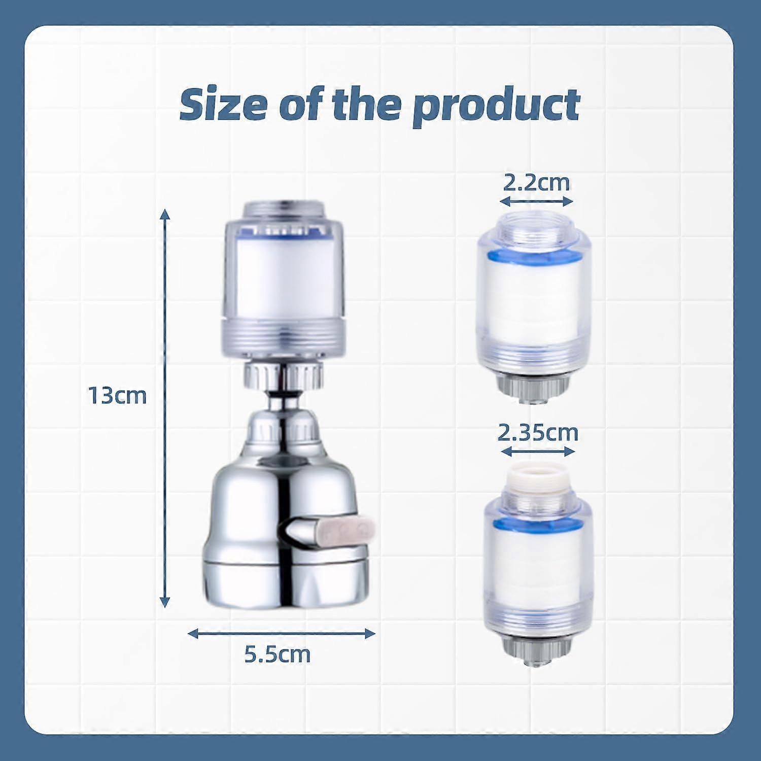 Rotatable Tap Water Filter with 4 Cotton Cartridges, 3 Mode Faucet Filter - Image 2