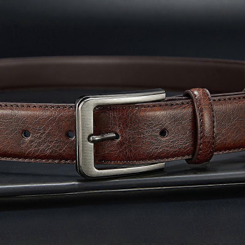 Men's Black Leather Belt, 130cm Genuine Leather Belt - Image 4