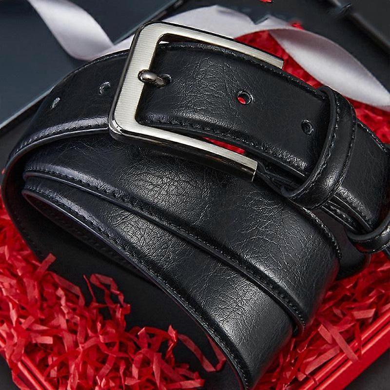 Men's Black Leather Belt, 130cm Genuine Leather Belt - Image 5