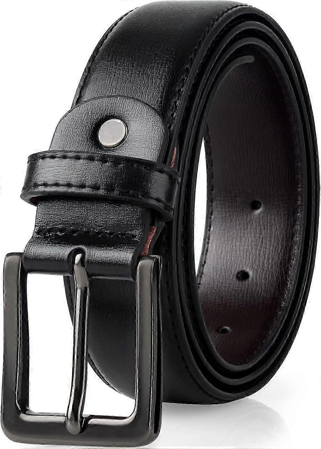 Men's Black Leather Belts, 120cm Genuine Leather Belt for Men - Image 1